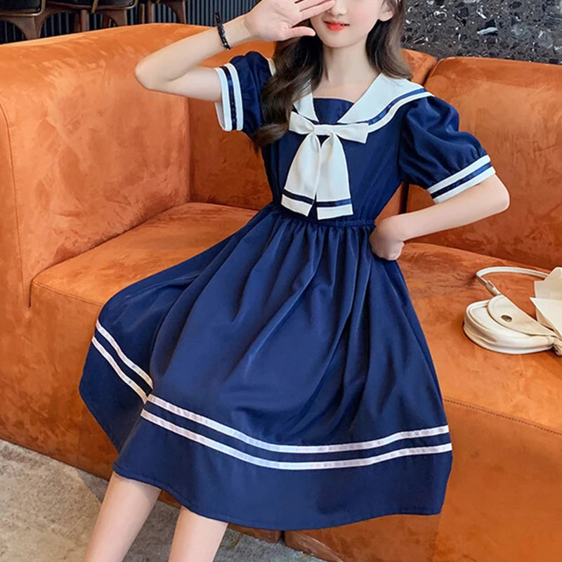 Girls School Dress Summer Dresses for Kids Costume Preppy Style School Teenagers Children Clothes Vestidos Dresses