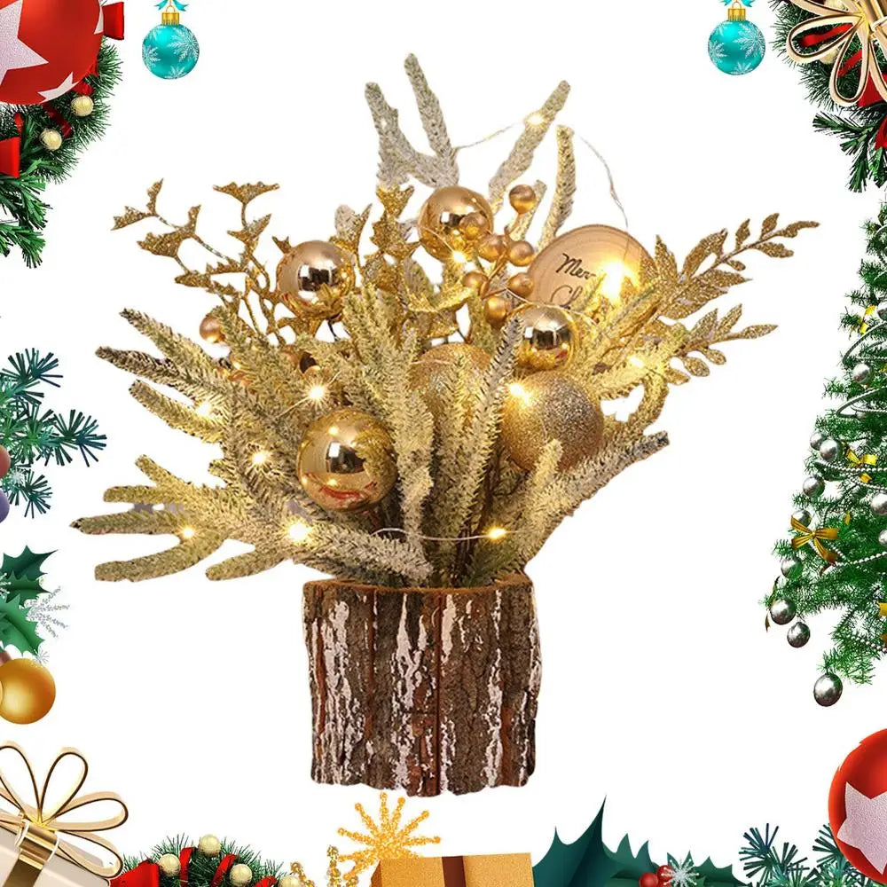 Christmas Table Decor Artificial Desk Christmas Tree With Berries Holiday Indoor Decorations 10cm/3.94 Inches Fake Potted Plants