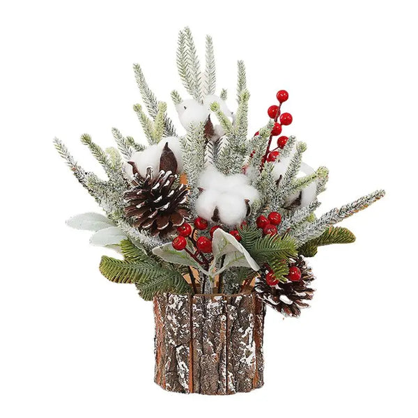 Christmas Table Decor Artificial Desk Christmas Tree With Berries Holiday Indoor Decorations 10cm/3.94 Inches Fake Potted Plants