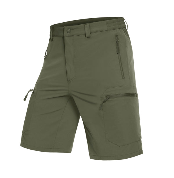 Men's Shorts Quick Dry Lightweight Hiking Cargo Golf Short Water Resistant Elastic Waist Shorts with 5 Zip Pockets