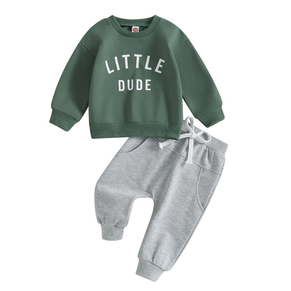 Citgeett Autumn Toddler Boys Fall Outfits Letter Print Long Sleeve Sweatshirts and Pants Spring Clothes Set