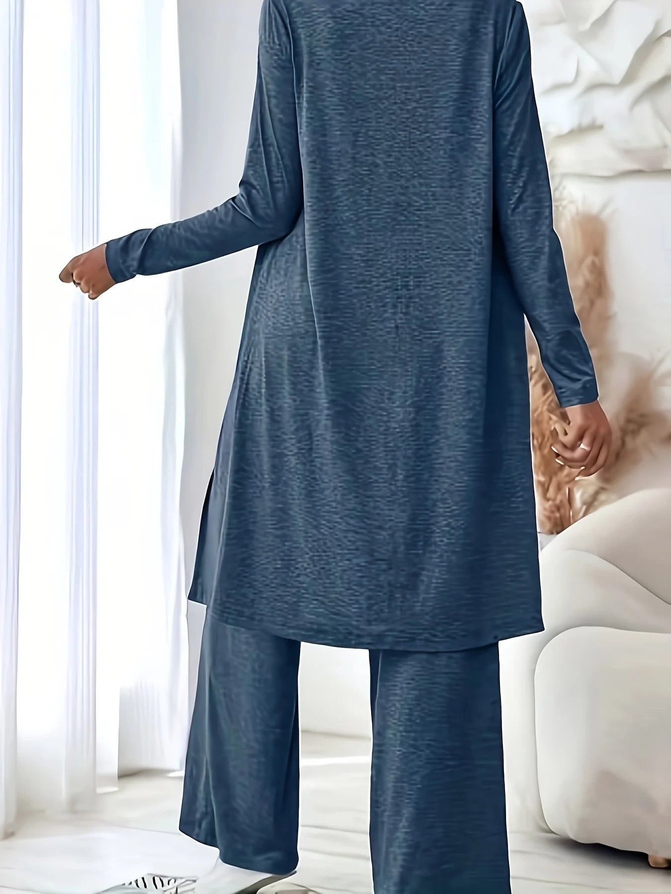 Plus Size Women 3 Piece Outfit Set, Long Sleeve Open Front Cardigan + Tank Top + Wide Leg Pants Loungewear