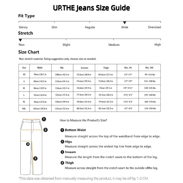 UP.THE Men's Wide-Leg Loose Jeans, Classic Blue-and-White Color Scheme, Y2K Vintage Casual Baggy Denim Pants, Suitable for Commuting, Office & Street Style