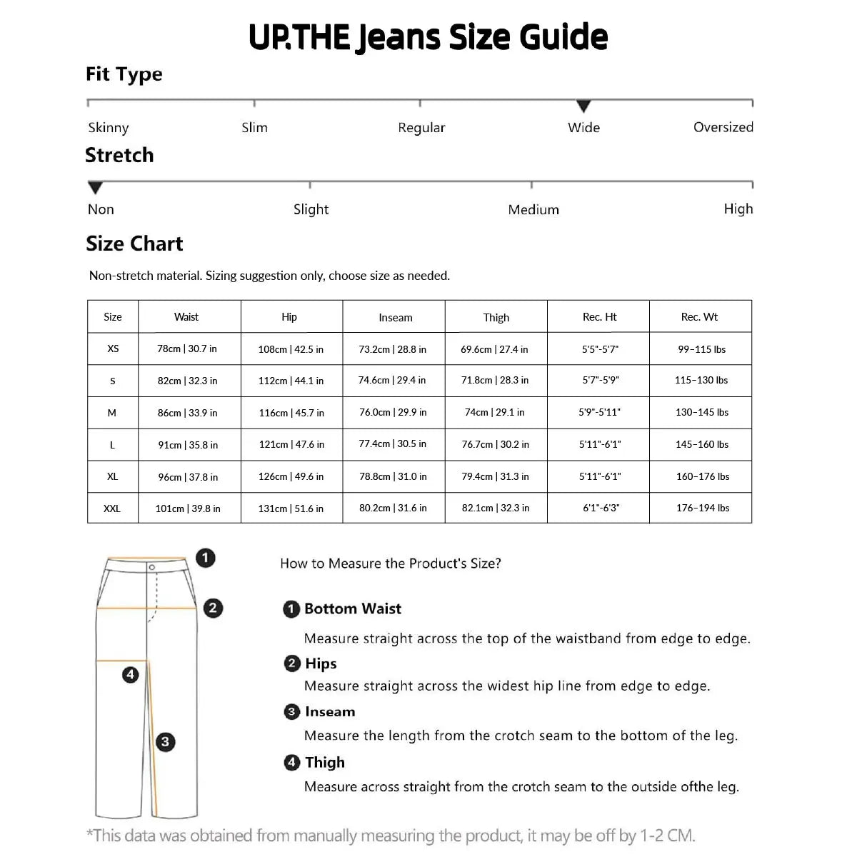 UP.THE Men Light Washed Baggy Wide Leg Jeans, Y2K Oversized Loose Plain Denim Pants, Minimal Basic Streetwear Trousers for Daily Casual Outfits