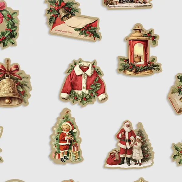 Vintage Christmas Sticker Christmas Exquisite Cartoon Stickers Phone Cases Laptop Decor Stickers Kids New Year Gift Toy Sticker