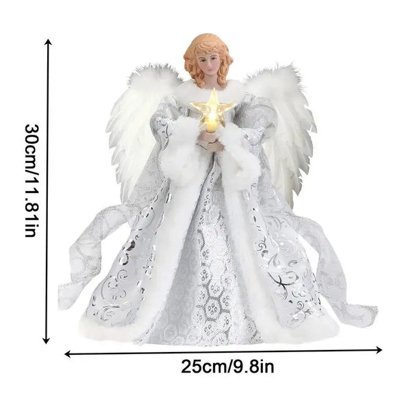 2024 Christmas Tree Angel Topper Lovely Angel Pendant Christmas Tree Toppers Sparkling Angel Statue Treetop Decoration