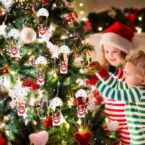 Parachute Snowman Toy Santa Claus Snowmen Parachute Ornaments Toy Christmas Tree Decoration Toys Parachute Santa Claus Ornament
