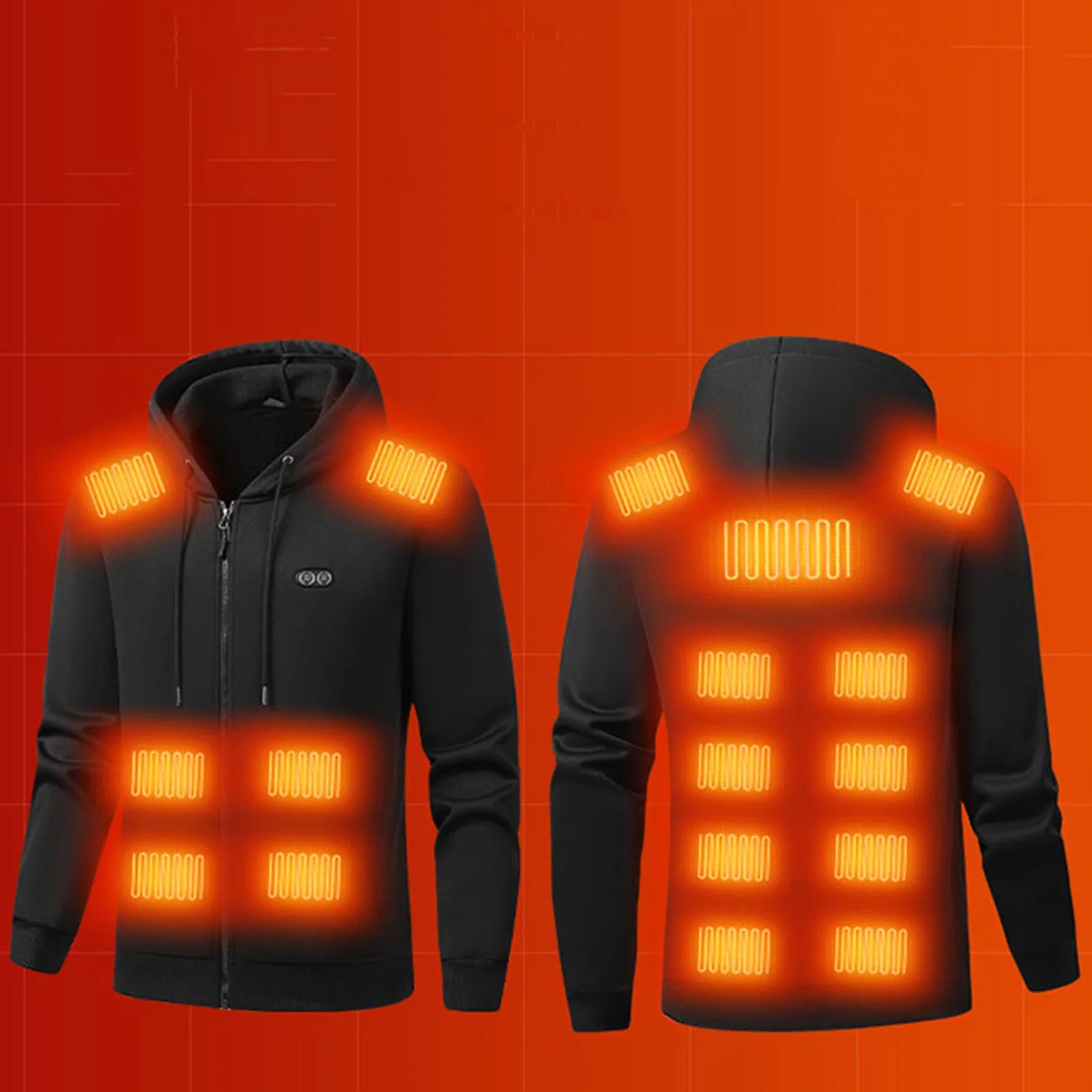 Men'S Hooded Sweater Jackets Coat Solid Color Zipper Hooded Hot Sweater 17 Heating Warm Sweater Thick Long Sleeves Tops