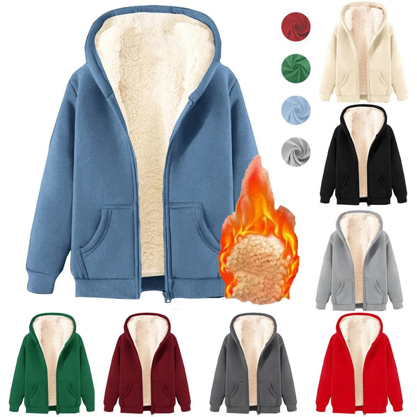 Winter Jacket Women'S Warm Fleece Jacket Winter Sweat Jacket With Hood Elegant Plain Transition Jacket Large Sizes Hooded Coats